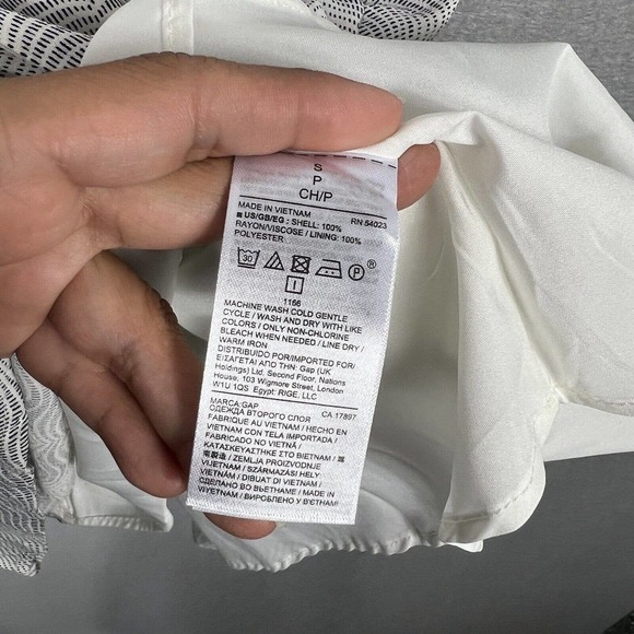 NWT Gap Dress Small White Black Printed Tie Waist Sleeveless Pockets - Picture 9 of 14